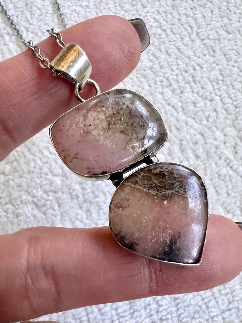 925 Dusty Rose Pink Peruvian Pendant Necklace
